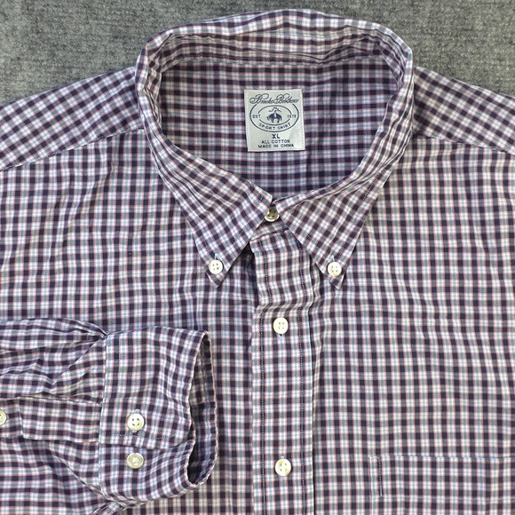 Brooks Brothers Sport Shirt XL Long Sleeve Button Down Multicolor Check Cotton - Picture 1 of 7
